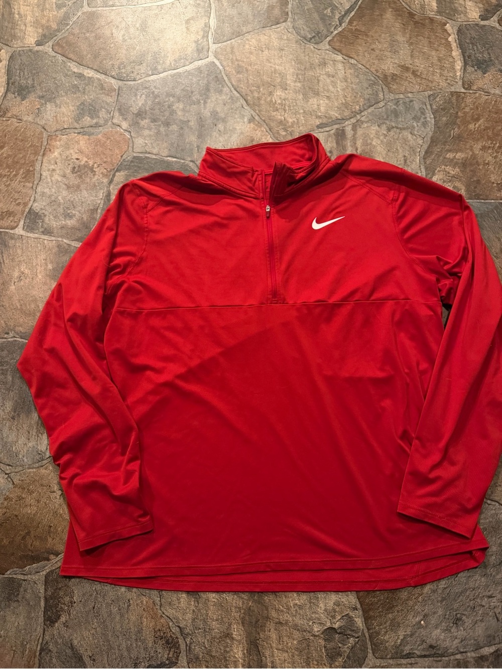 Nike Dri-Fit 1/4 Zip “926270” Men’s Red Longsleeve PO Shirt(XXL)